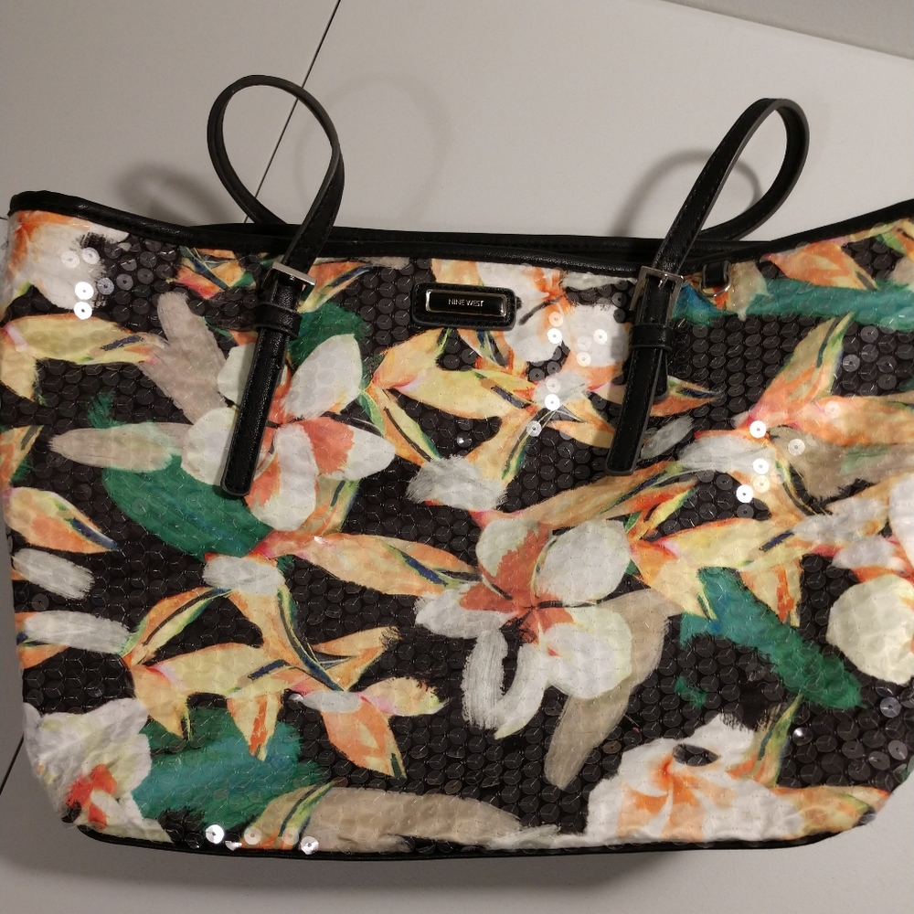 Nine West Floral Sequin Large Purse